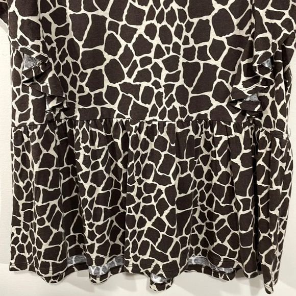 NWT Ann Taylor Factory Giraffe Animal Print Ruffled Cap Sleeve Peplum Top M - Picture 5 of 14